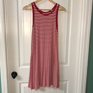 Old Navy small red white striped tank swing dress